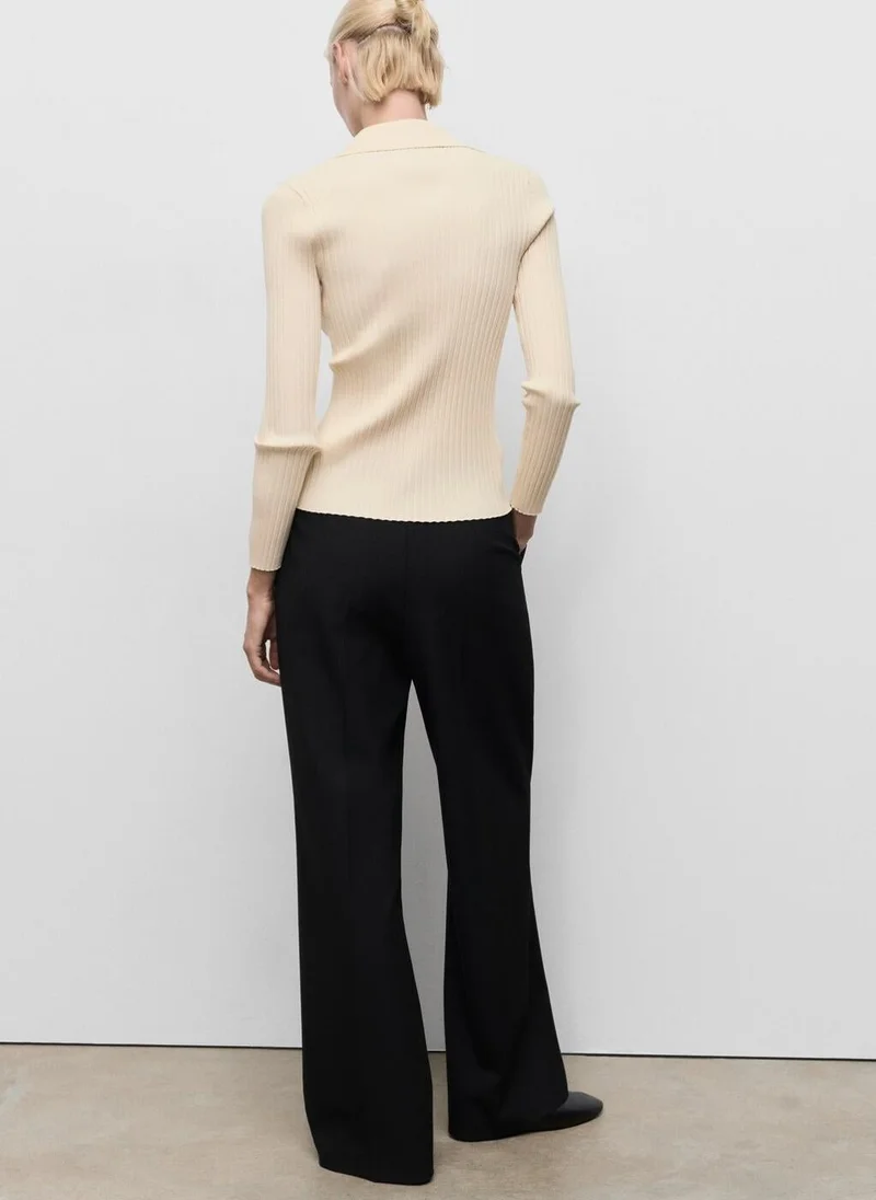MANGO Ribbed lapel cardigan
