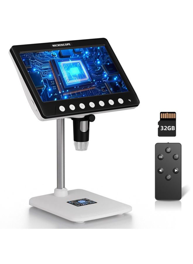 WINWEND Digital Microscope for Adults Kids - 7'' HD IPS Coin Microscope for Error Coins with Screen | 1200X Soldering Microscopes with 8 LED Lights | 32GB SD Card USB for Windows/MacOS White - Image 1