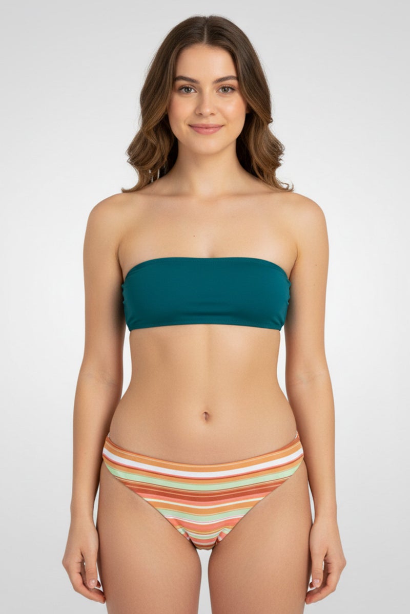 Roxy Women Stripe Bikini Bottom, Multicolor - Image 1