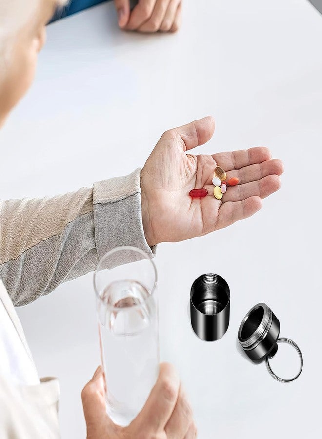 CHIVENIDO Pill Keychain Holder - 2pcs Small Pill Box Waterproof Pill Fob Organizer Portable Pill Holder Keychain (Black+Gray) - Image 4
