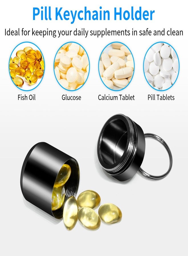 CHIVENIDO Pill Keychain Holder - 2pcs Small Pill Box Waterproof Pill Fob Organizer Portable Pill Holder Keychain (Black+Gray) - Image 3