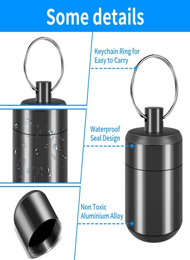 CHIVENIDO Pill Keychain Holder - 2pcs Small Pill Box Waterproof Pill Fob Organizer Portable Pill Holder Keychain (Black+Gray) - Image 5