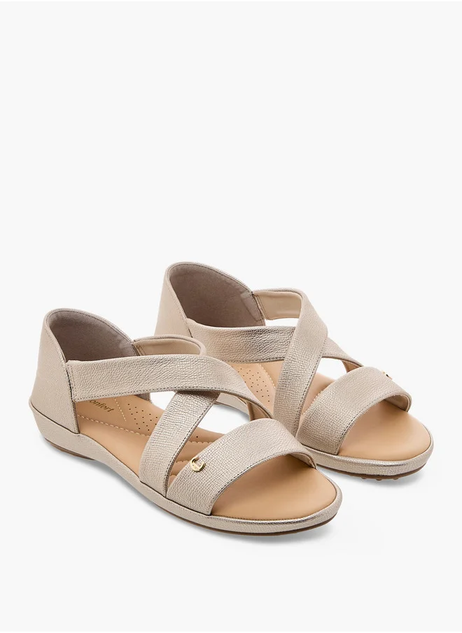 لو كونفورت Women's Cross Strap Slip-On Sandals