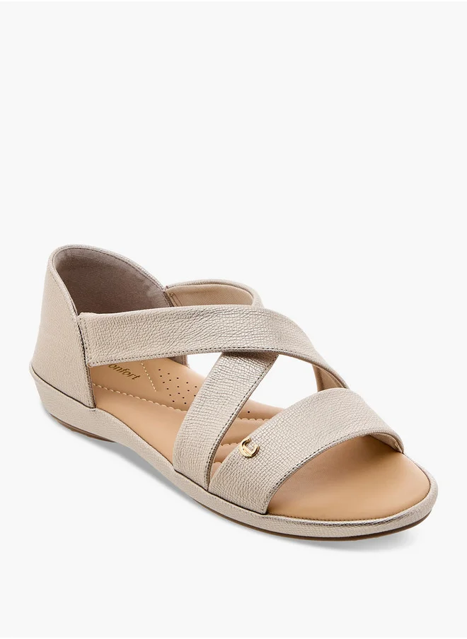 لو كونفورت Women's Cross Strap Slip-On Sandals