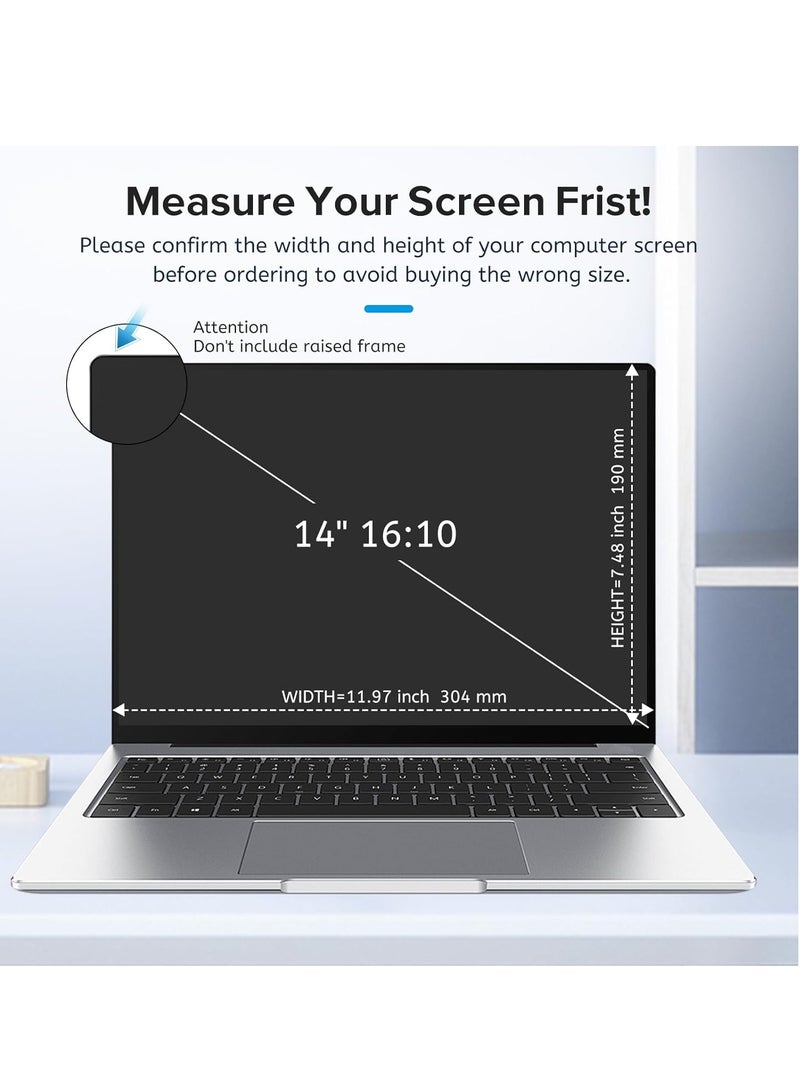 Laptop Privacy Screen 14 Inch 16:10 - Computer Monitor Privacy Shield, Anti-Glare Blue Light Filter, Removable Privacy Screen for Lenovo/HP/Dell/Samsung/Acer/Tosiba/Asus
