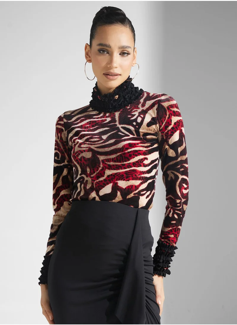 Golden Apple High Neck Printed Top