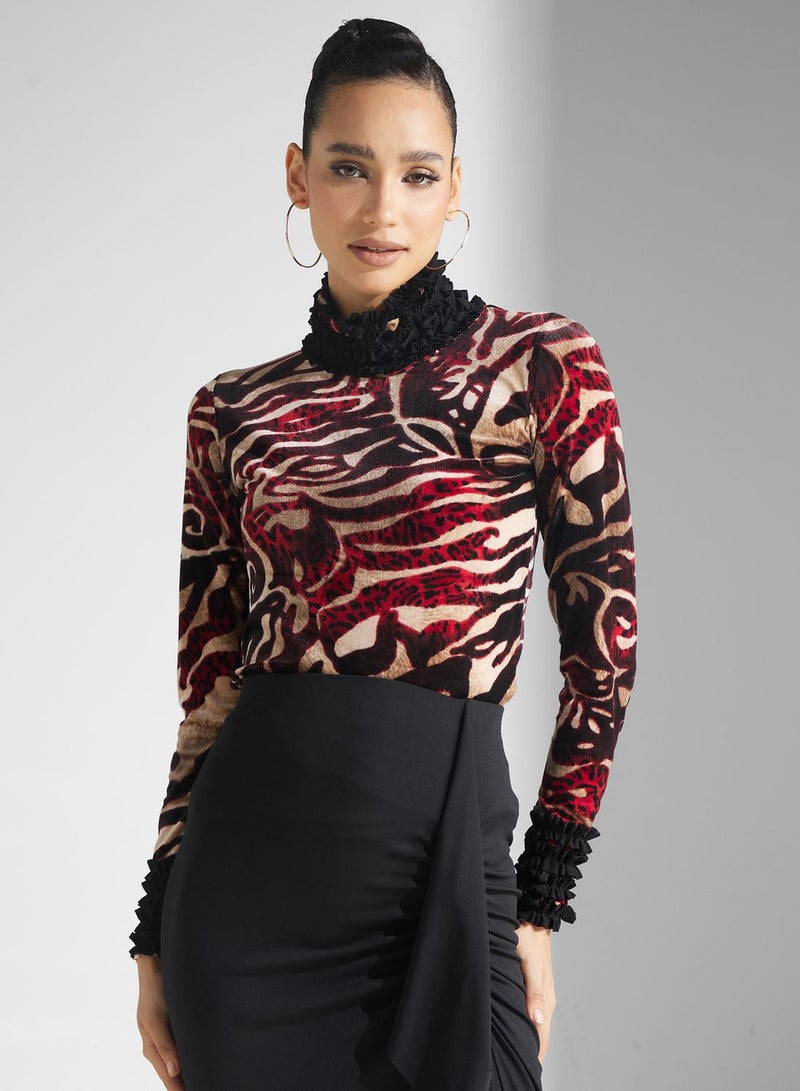 Golden Apple High Neck Printed Top - Image 1