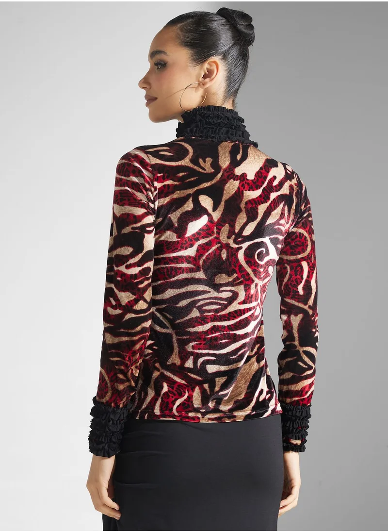 Golden Apple High Neck Printed Top