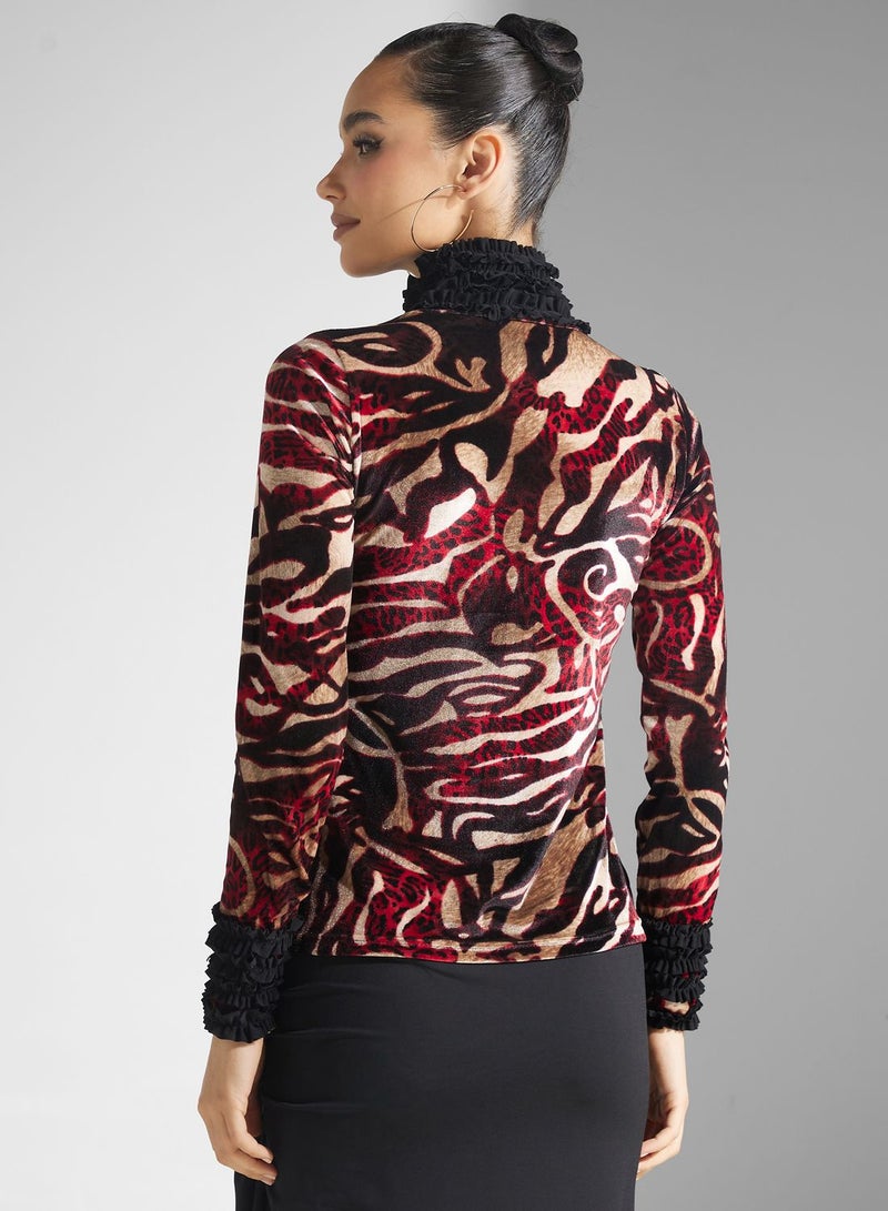 Golden Apple High Neck Printed Top - Image 2