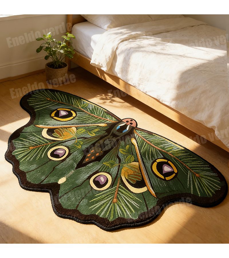 60x100cm Irregular Retro Green Plants Velvet Dot Plastic Bottom Bedroom Side Rug European Style Light Luxury Creative Gradient Design Minimalist Bedside Mat For Living Room Sofa Coffee Table - Image 5