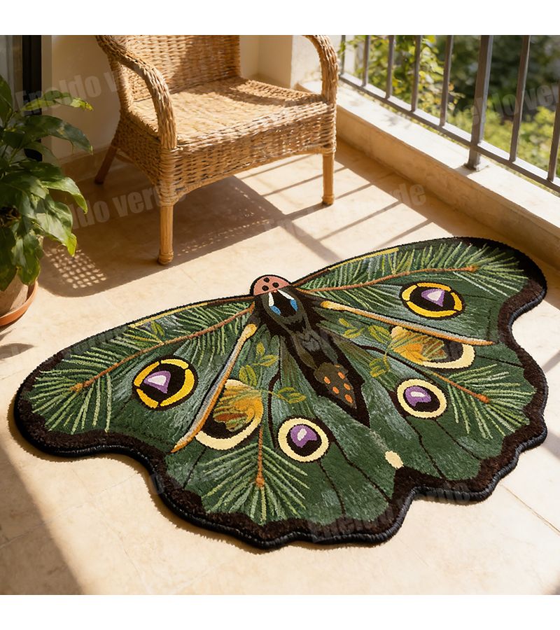 60x100cm Irregular Retro Green Plants Velvet Dot Plastic Bottom Bedroom Side Rug European Style Light Luxury Creative Gradient Design Minimalist Bedside Mat For Living Room Sofa Coffee Table - Image 4