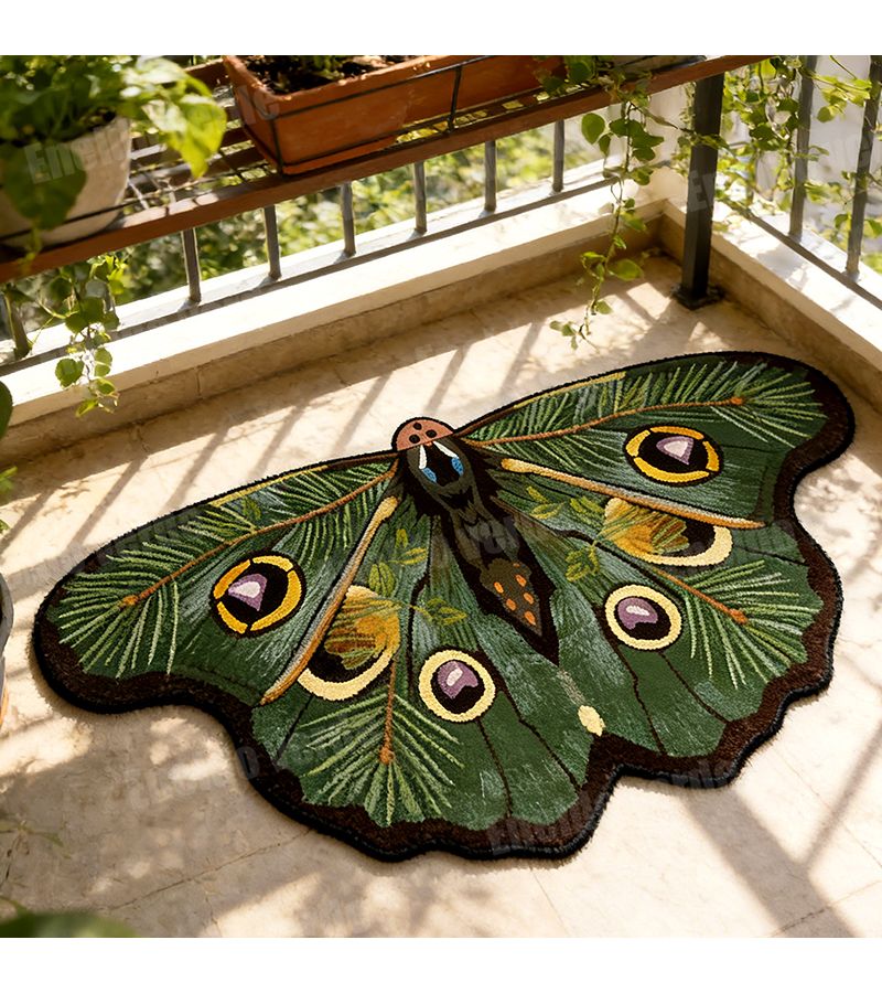 60x100cm Irregular Retro Green Plants Velvet Dot Plastic Bottom Bedroom Side Rug European Style Light Luxury Creative Gradient Design Minimalist Bedside Mat For Living Room Sofa Coffee Table - Image 1