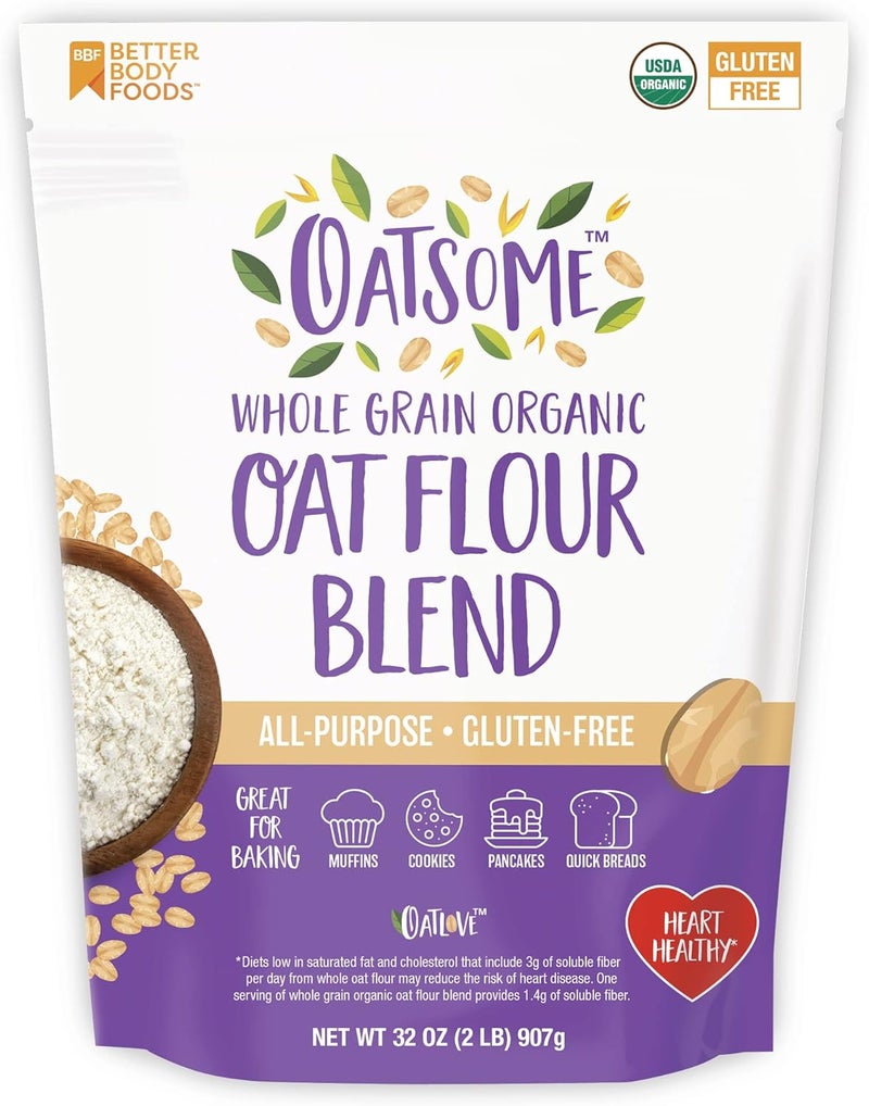 Oatsome خليط دقيق الشوفان العضوي الكامل - دقيق متعدد الاستخدامات خالي من الجلوتين، 2 رطل (32 أونصة) - Image 1