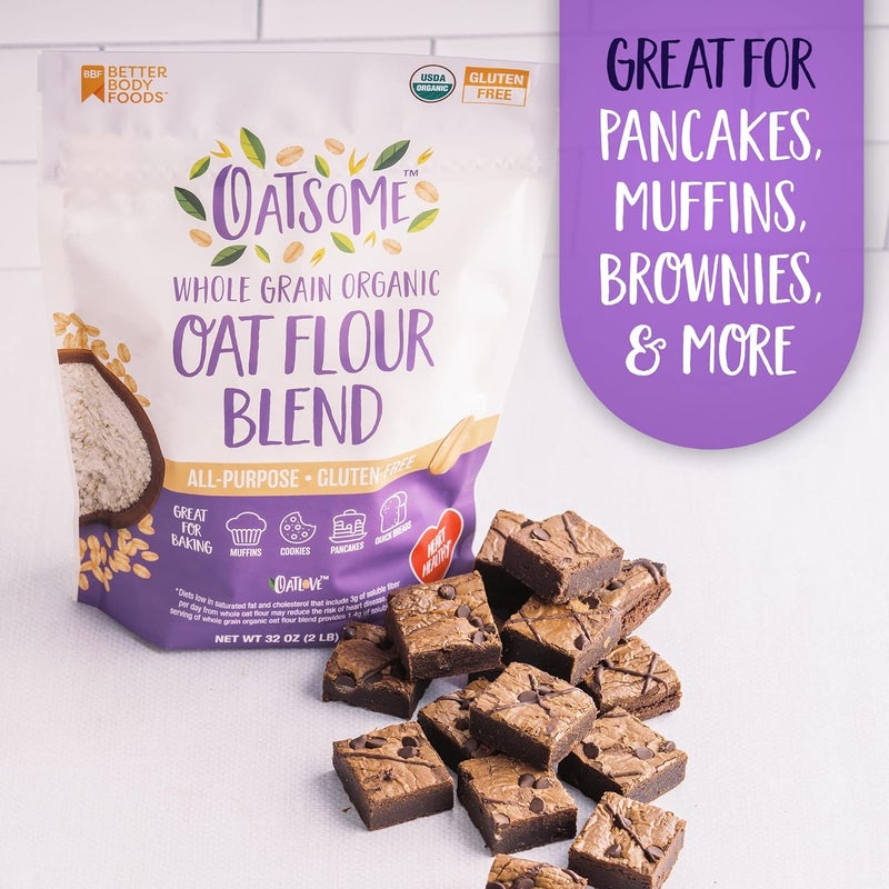 Oatsome خليط دقيق الشوفان العضوي الكامل - دقيق متعدد الاستخدامات خالي من الجلوتين، 2 رطل (32 أونصة) - Image 3