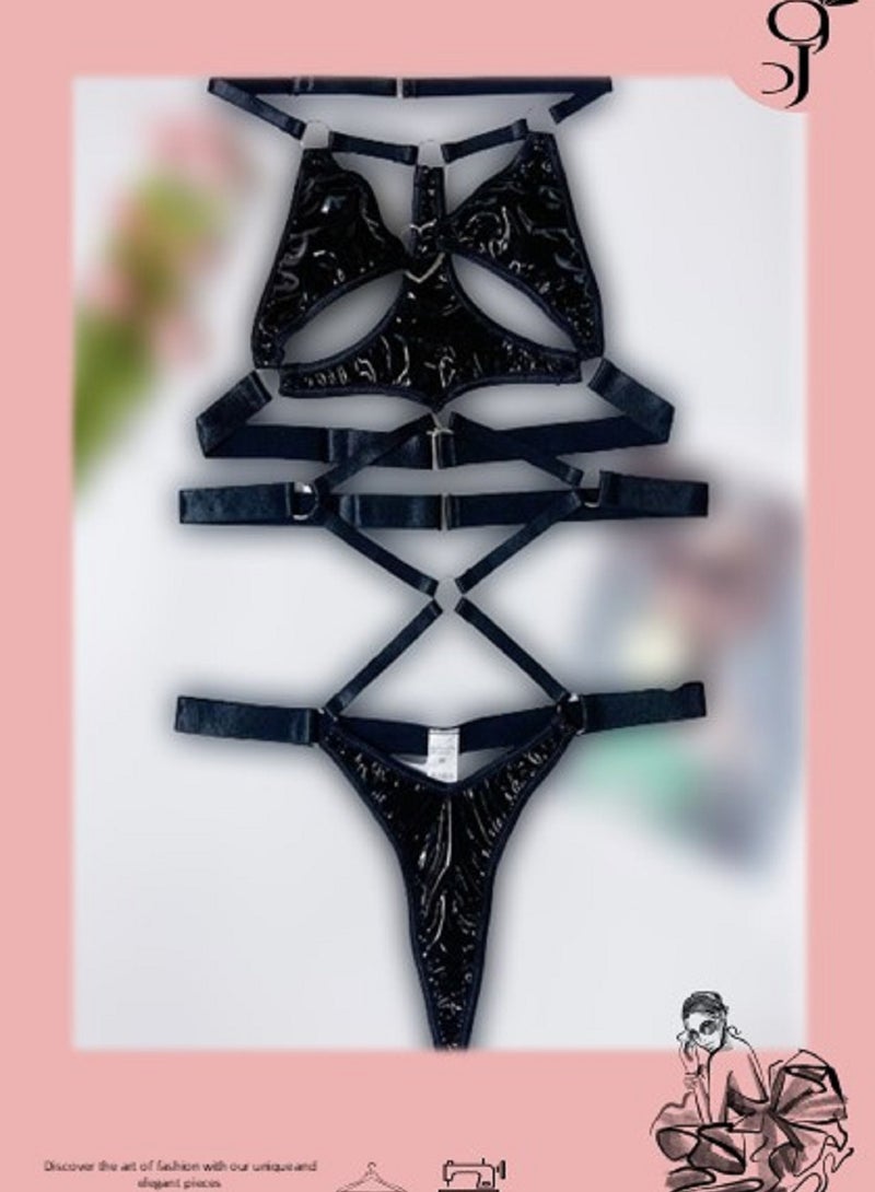 Ward lingerie set from Brand Ward, made of leather with metal rings and modern-looking straps  - Image 2