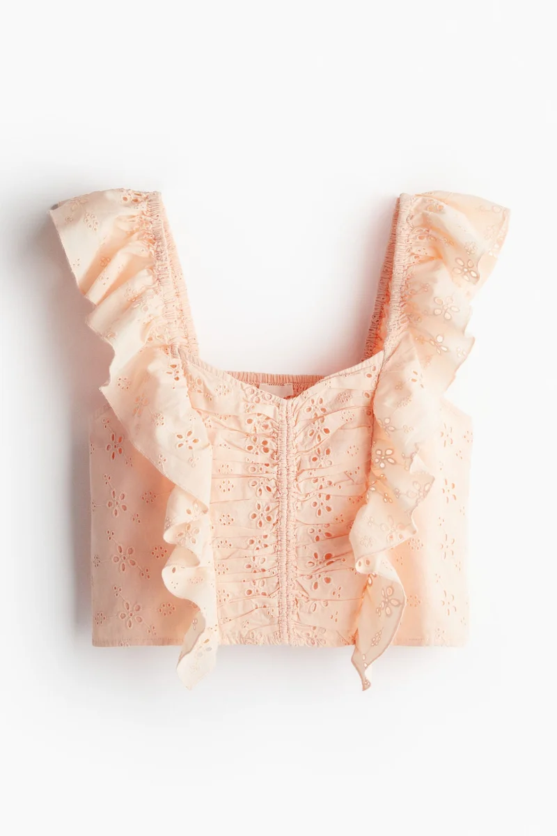 H&M Cropped Broderie Anglaise Blouse