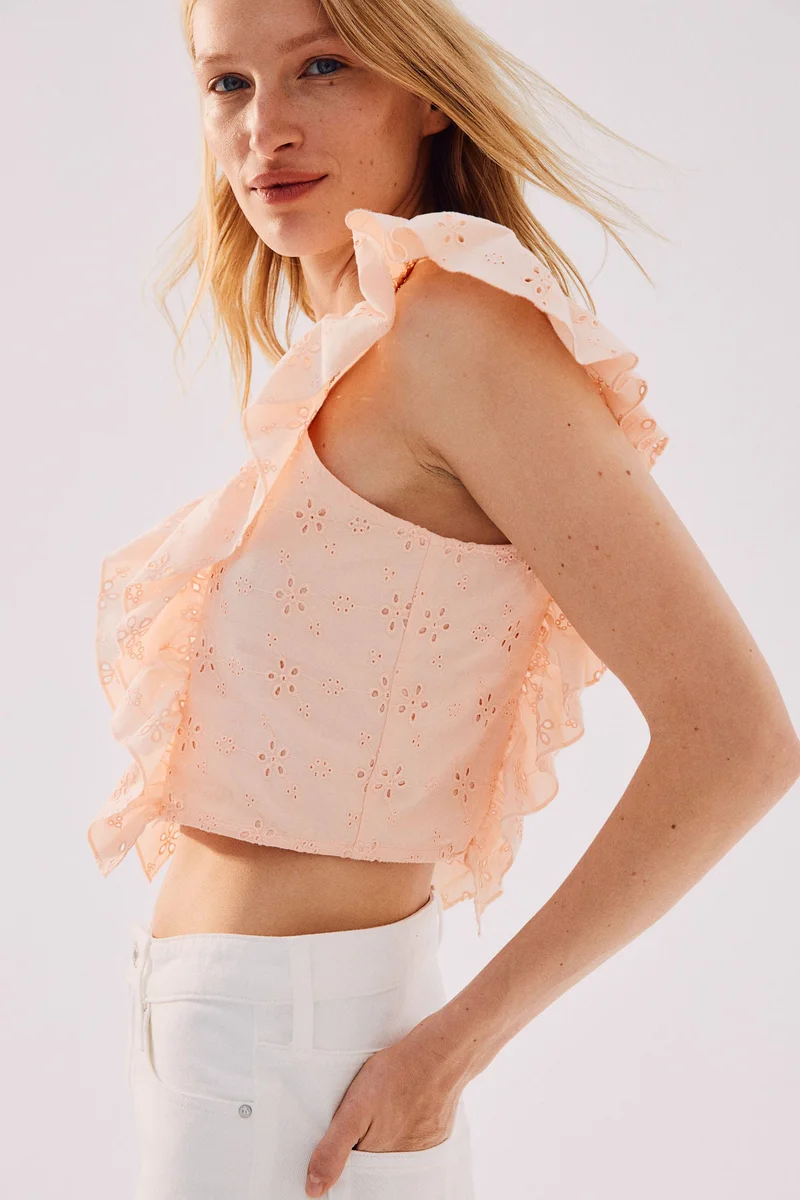 H&M Cropped Broderie Anglaise Blouse