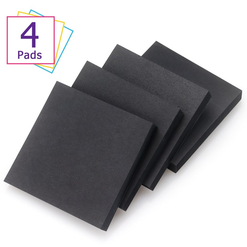 Eastern Wolf Sticky Notes 3x3 Self-Stick Notes Bright Colors Sticky Notes 4 Pads 90 Sheets/Pad (Black) - Image 2