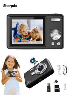 Sharpdo Kids Digital Camera, 32GB TF Card &1080P, Shockproof Mini Camera,  Point and Shoot Camera for kids Boys Girls with 16X Zoom, Black  - Image 1