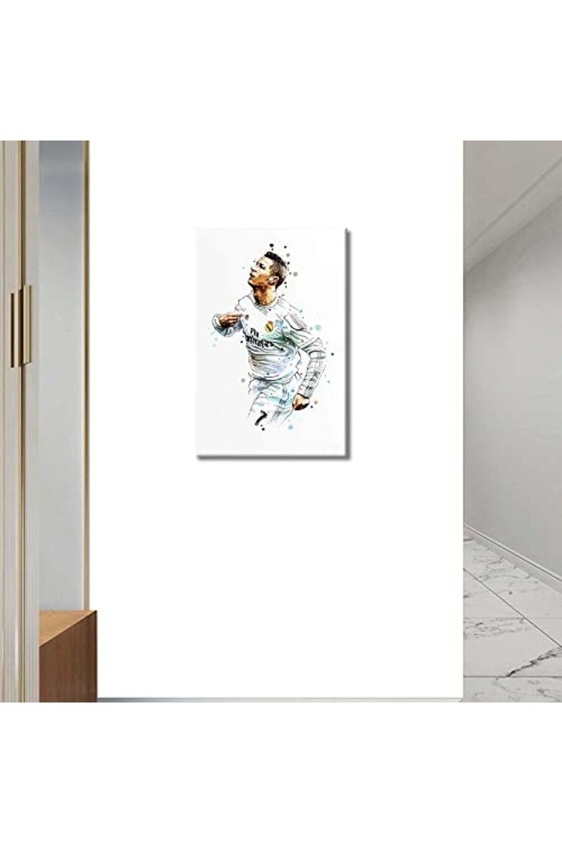 TISHIRON Canvas Wall Art Football Star Abstract Painting Sport Game League Match Poster Modern Home Decor Artwork for Club Arena Living Room Office Bedroom Posters Framed Ready to Hang 24x16 in - Image 3