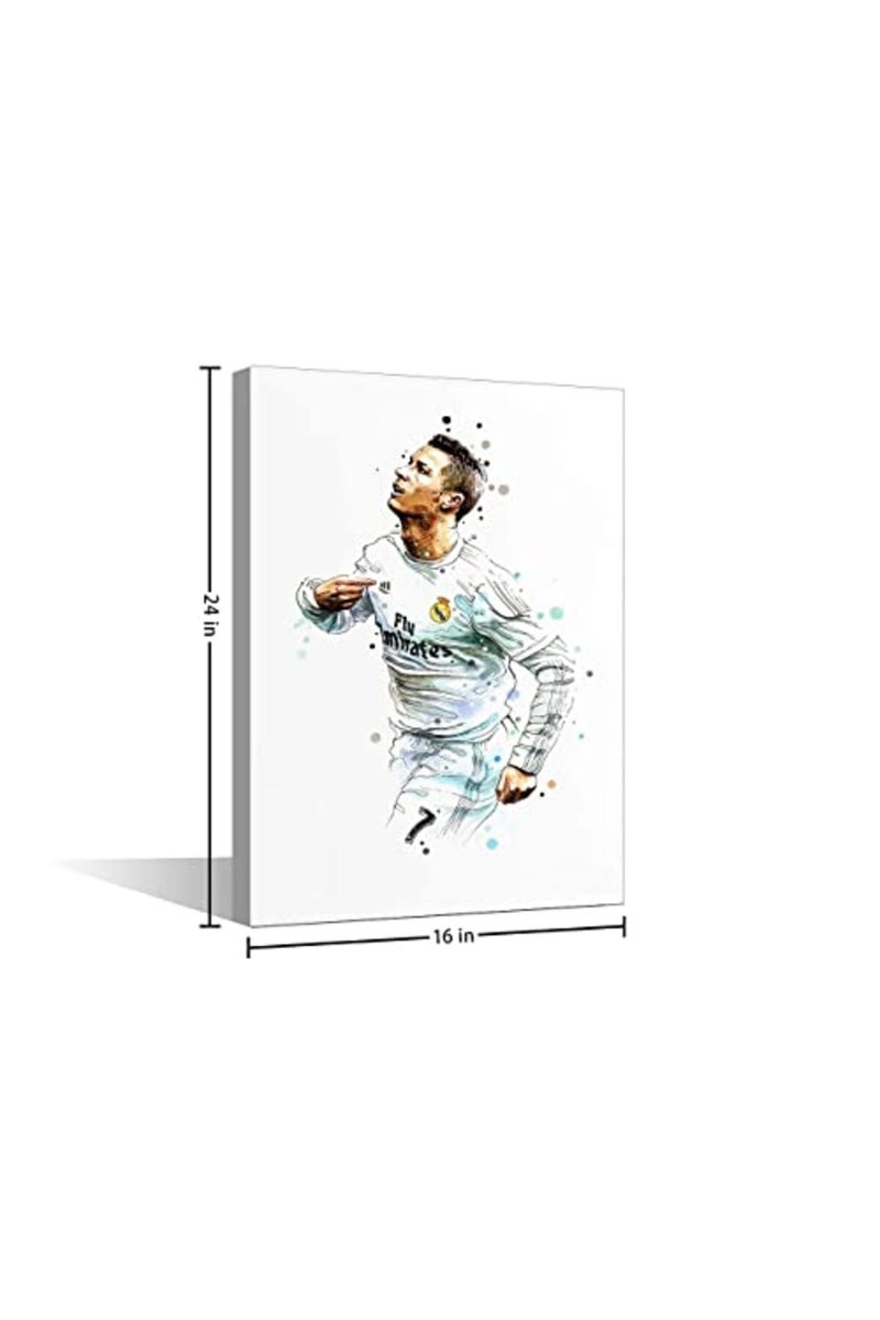 TISHIRON Canvas Wall Art Football Star Abstract Painting Sport Game League Match Poster Modern Home Decor Artwork for Club Arena Living Room Office Bedroom Posters Framed Ready to Hang 24x16 in - Image 2