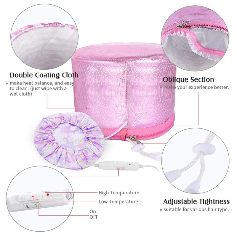 aopow Hair Care Thermal Head Spa Cap Treatment with Beauty Steamer Nourishing Heating Cap, Spa Cap For Hair, Spa Cap Steamer For Women (PINK) - Image 3
