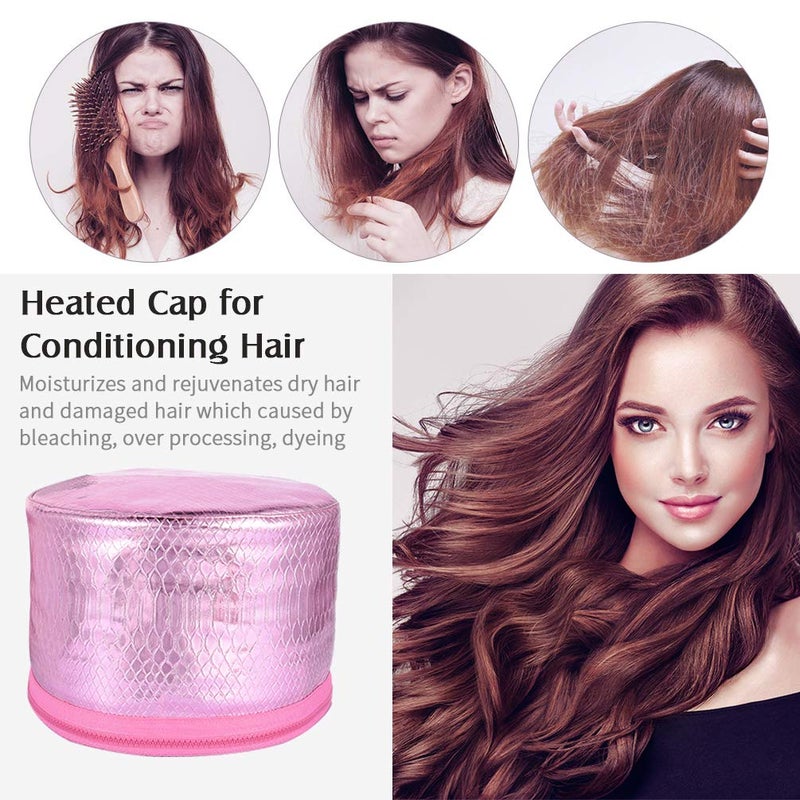 aopow Hair Care Thermal Head Spa Cap Treatment with Beauty Steamer Nourishing Heating Cap, Spa Cap For Hair, Spa Cap Steamer For Women (PINK) - Image 2