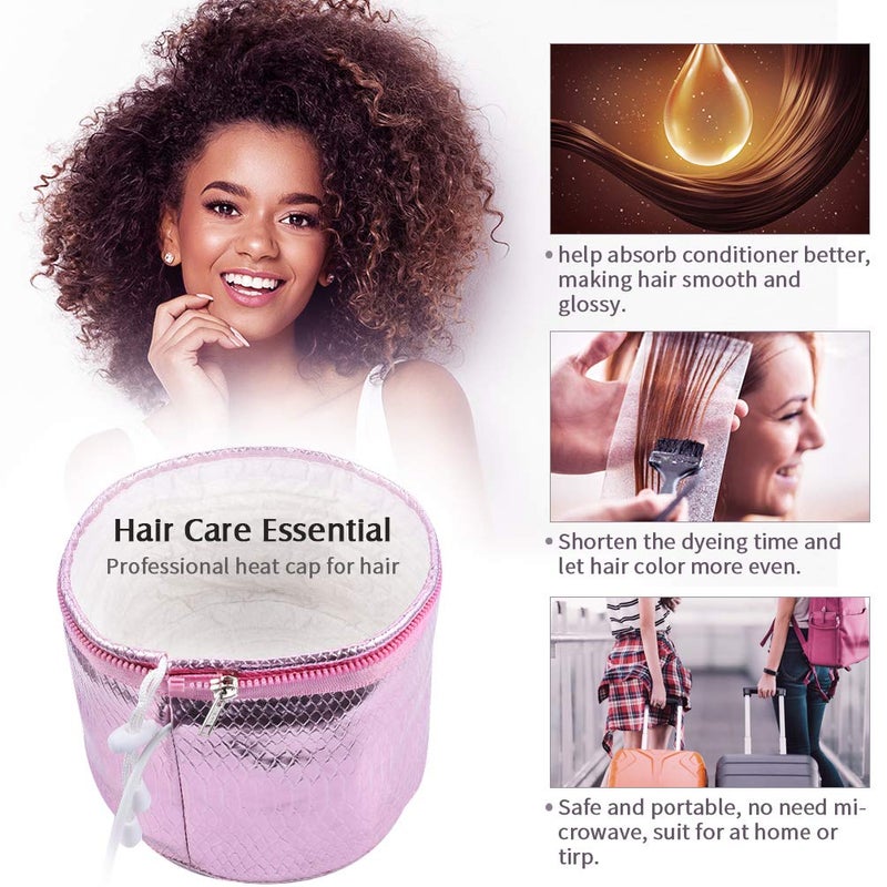 aopow Hair Care Thermal Head Spa Cap Treatment with Beauty Steamer Nourishing Heating Cap, Spa Cap For Hair, Spa Cap Steamer For Women (PINK) - Image 4