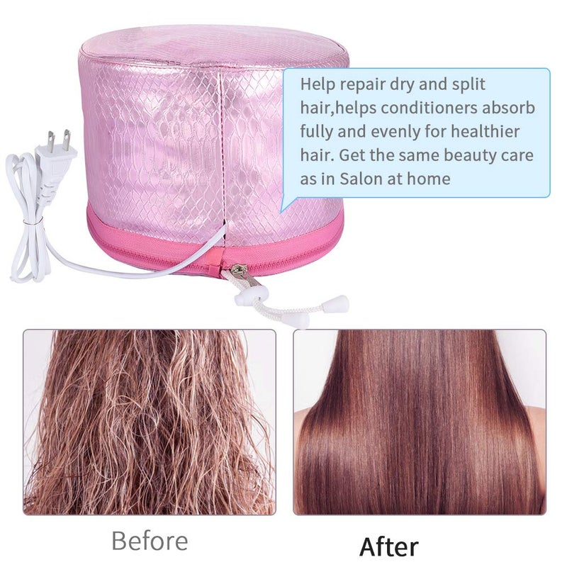 aopow Hair Care Thermal Head Spa Cap Treatment with Beauty Steamer Nourishing Heating Cap, Spa Cap For Hair, Spa Cap Steamer For Women (PINK) - Image 5