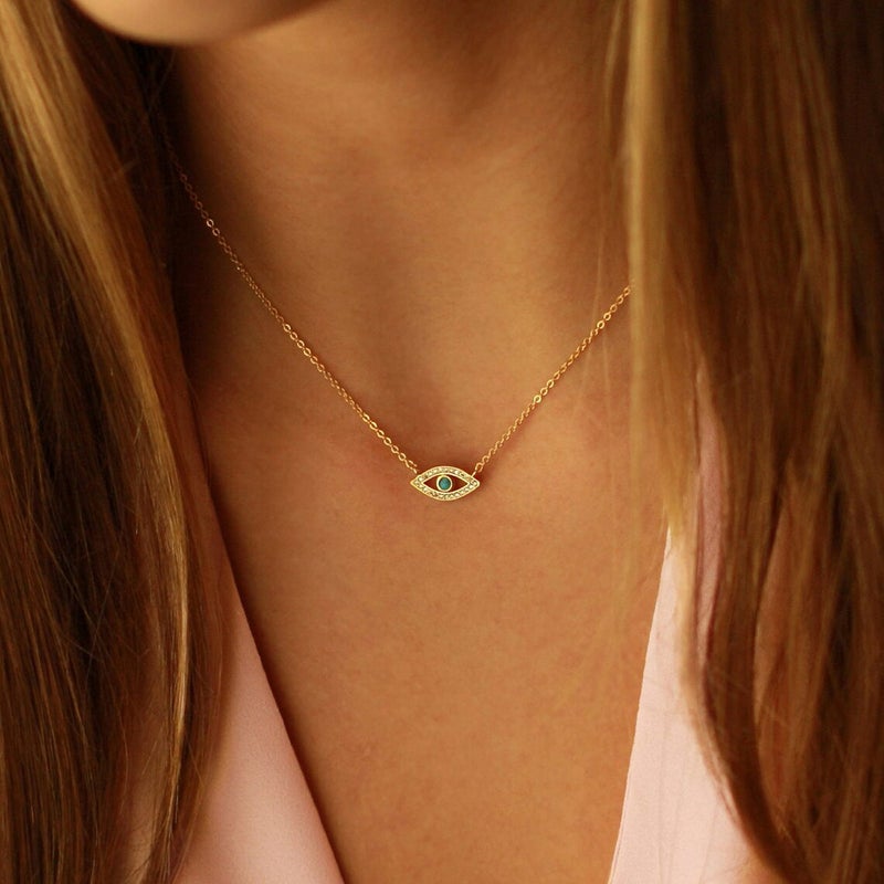 Collner 14K Gold Heart Pendant Necklace for Women Dainty Star Necklace Tiny Evil Eye Choker Necklace Boho Crescent Moon Necklace Minimalist Jewelry - Image 3