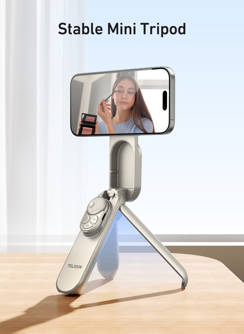 TELESIN Magnetic Mini Selfie Stick Tripod for Smartphone - 2-in-1 Extendable Selfie Stick & Portable Tripod Combo with Wireless Remote, Strong Magnetic Phone Holder (Up to 60cm), 150g Ultra-Light for Vlogging, Travel, Live Streaming, Photography & Content Creation - Image 2