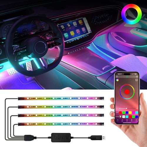 FCPVHOY Car Led Lights InteriorCar Ambient LightingInside Lights for CarAPP Control 16 Million Colors Music SyncDIY Mode Multicolor Led Lights for Car InteriorTrucksSUVs12V USB Power - Image 1