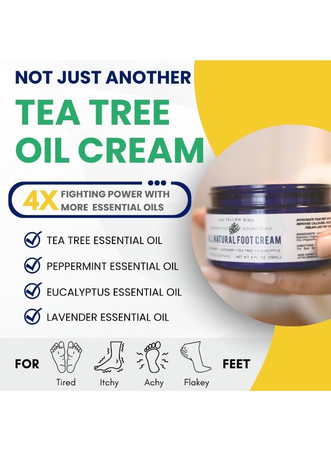 The Yellow Bird Yellow Bird Foot Cream â€“ Hydrating Tea Tree Oil Foot Balm with Essential Oils. Natural Athletes Foot Treatment. Moisturizing Cracked Feet Repair & Callus Remover. Made In USA - 2 oz - Image 2