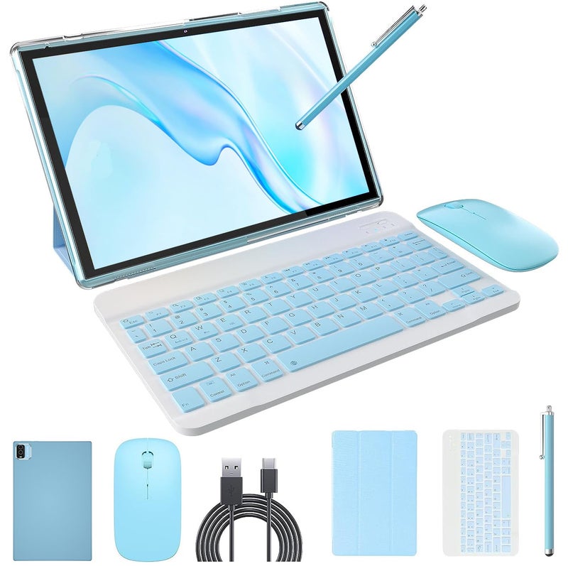 ZZB 10 inch Tablet Android 15 Tablets 2 in 1 With Keyboard Case Mouse Stylus Android Tableta 8GB+64GB Support 1TB Expansion, 10.1" IPS HD Screen 2MP+8MP Dual Camera WiFi-6 Bluetooth 6000mAh Battery Tab. - Image 1