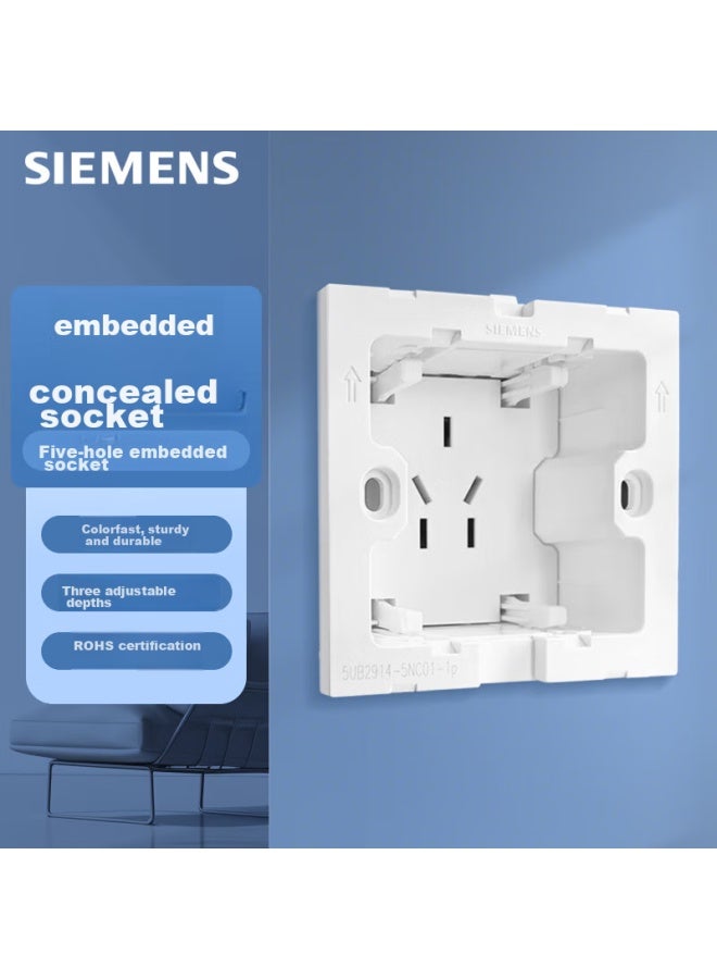 SIEMENS مقبس سيمانز، مقبس مدمج، مقبس مخفي بعمق قابل للتعديل 10 أمبير بخمسة ثقوب، أبيض أنيق - Image 1