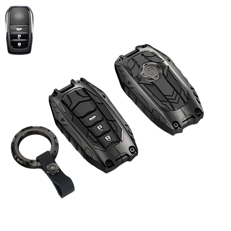Heavy Key Fob Cover Case Protector for Toyota Keychain Accessories for Toyota 20192024 Venza RAV4 Prime Land Cruiser Fortuner Grand Highlander Corolla Cross HiluxTundra TypeA Black