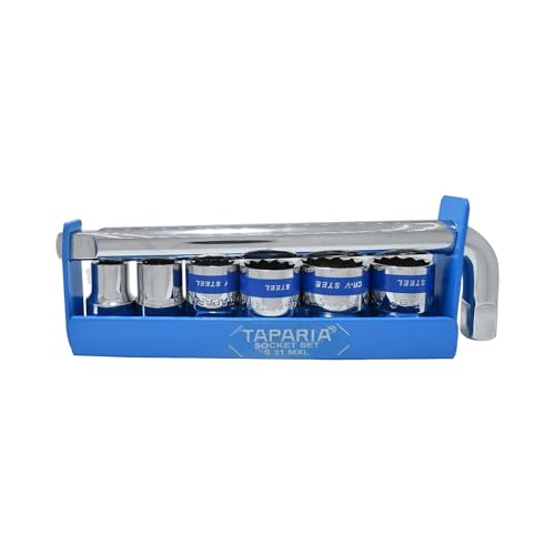 Taparia S31MXL 1/2 Inch Square Drive 7 Pc Socket Set, 6-Piece Bihexagonal Sockets Plus L-Handle | Industrial Heavy Duty Kit | Compact Carry Case - Image 1