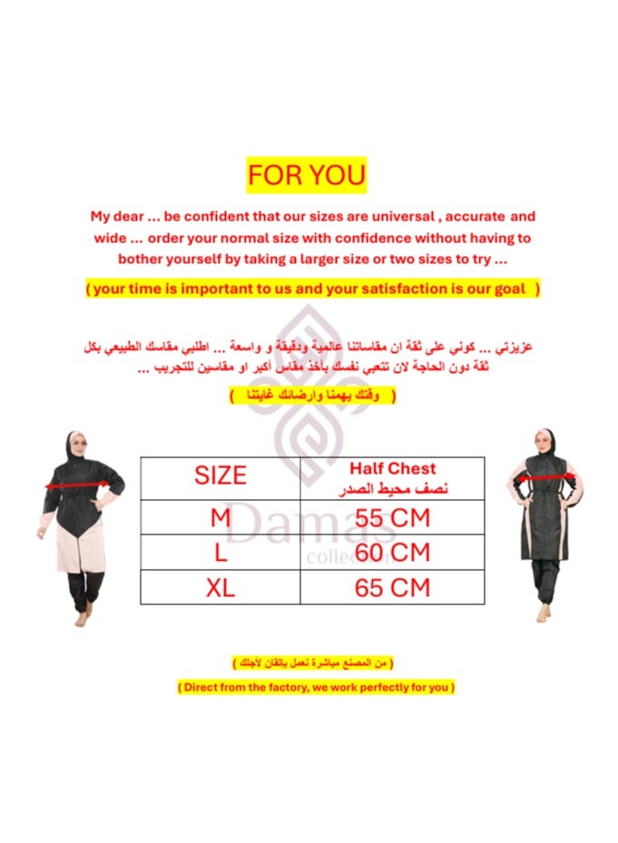 3 piece waterproof swimming suit for women with hijab-islamic swimsuit for women cover up-swimwear for muslim women-modest swimming suit for women-islamic burkini hijab .  - Image 4