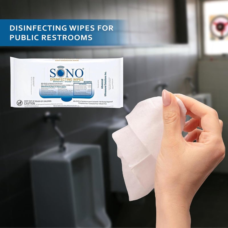 SONO Disinfecting Wipes - Antibacterial, No Alcohol & Bleach, Medical-Grade, All-Purpose - School, Household, Dorm, Salons, Spas, Wellness & Yoga Studios Cleaning Kit - 320 ct (pack of 4) w/Sanitizer - Image 5