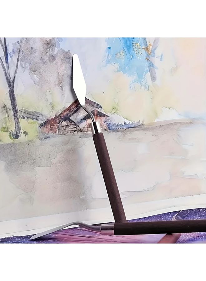 No 2 Stainless Steel Palette Knife Artist Spatula For Oil Acrylic Painting Wood Handle - Image 5