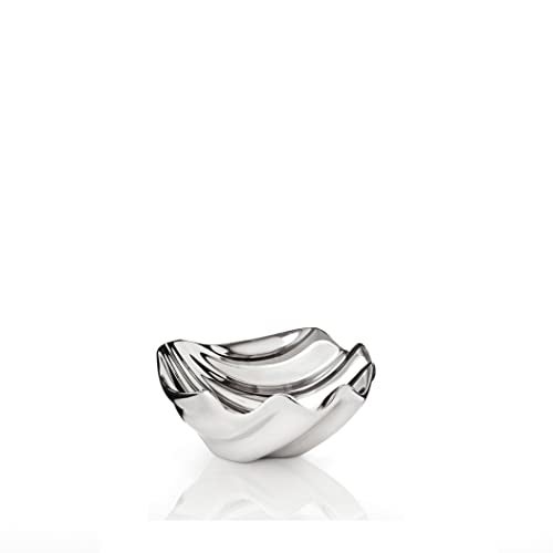 nambe Oceana Sea Shell Dip Bowl | Chilled Serving Dish For Dip, Hummus, Dressing, Salsa, Guacamole | Prep-Ahead | 4.5-Inch | Design by Wei Young | Made Of Metal Alloy (Silver) - Image 1