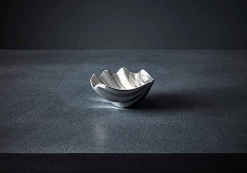 nambe Oceana Sea Shell Dip Bowl | Chilled Serving Dish For Dip, Hummus, Dressing, Salsa, Guacamole | Prep-Ahead | 4.5-Inch | Design by Wei Young | Made Of Metal Alloy (Silver) - Image 4