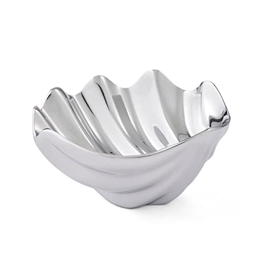 nambe Oceana Sea Shell Dip Bowl | Chilled Serving Dish For Dip, Hummus, Dressing, Salsa, Guacamole | Prep-Ahead | 4.5-Inch | Design by Wei Young | Made Of Metal Alloy (Silver) - Image 2