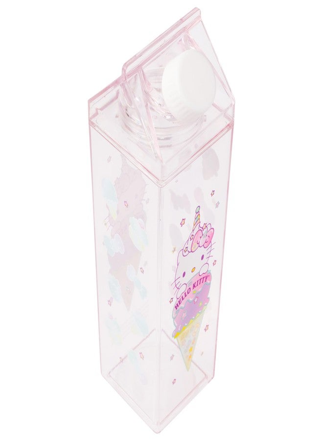 سيلفر بوفالو زجاجة بلاستيكية وردية فاتحة اللون على شكل علبة حليب، بتصميم شخصية هيلو كيتي وحيد القرن من سانريو، من إنتاج شركة سيلفر بافالو، سعة 16.2 أونصة. - Image 2