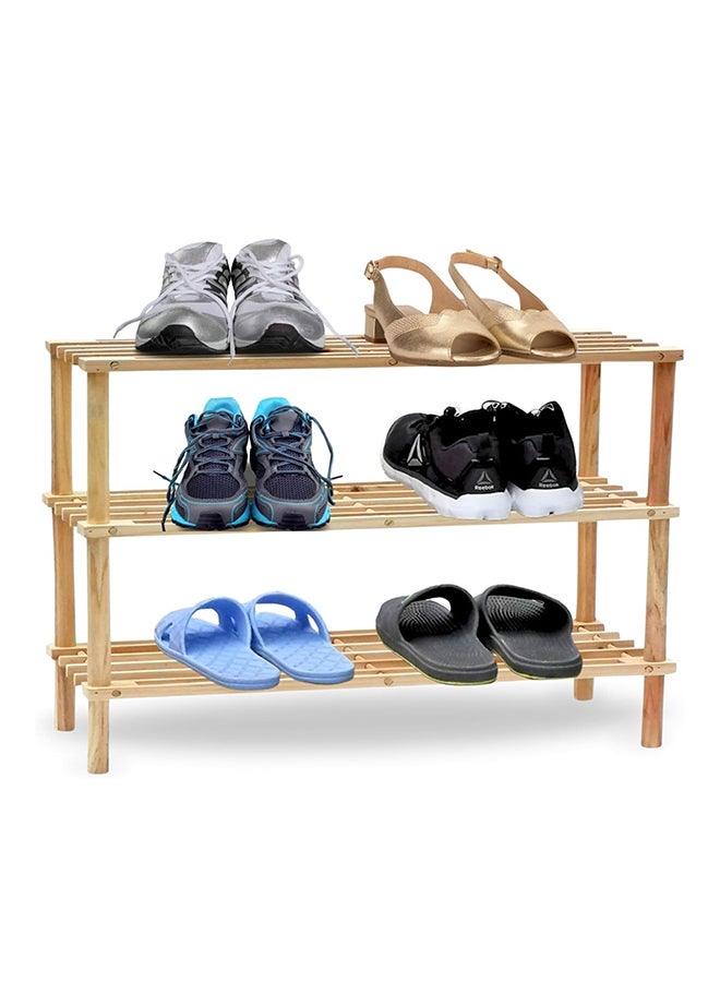 Feelings Wooden Shoe Rack 3 Tier 63Cm Natural - Image 1