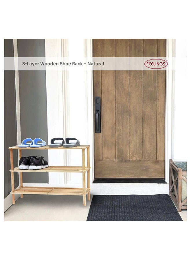 Feelings Wooden Shoe Rack 3 Tier 63Cm Natural - Image 4