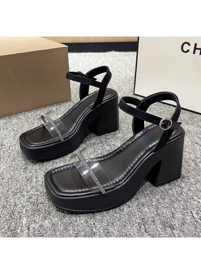 Thick Heel Roman Sandals For Women  New Summer Fashion Casual Women's Shoes Large Size Wedge High Heel Sandals