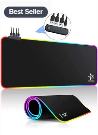 Large RGB Gaming Mouse Pad with USB - Light Modes Touch Control Extended Soft Computer Keyboard Mat Non-Slip Rubber Base for Gamer Esports Pros - pzsku/ZCA12F9429E5E98401DCCZ/45/_/1692178619/7ab8c702-e062-4b6d-8589-53a227a9ec47