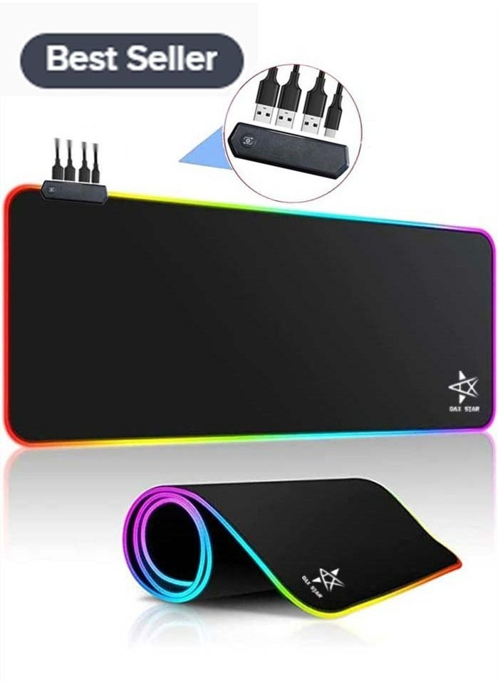 داكس ستار - لوحة ماوس ألعاب RGB كبيرة مع USB - أوضاع إضاءة تحكم باللمس ممتدة ناعمة لوحة مفاتيح الكمبيوتر قاعدة مطاطية مانعة للانزلاق لمحترفي الرياضات الإلكترونية - Image 1