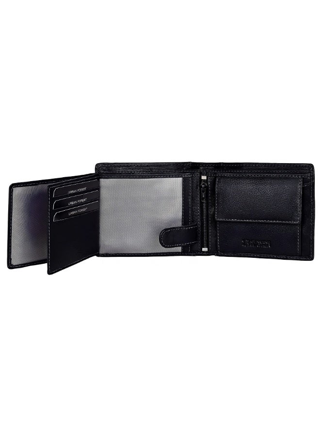 URBANFOREST URBAN FOREST Oliver Black Leather Wallet for Men, RFID Protected Bifold Wallet with 6 Card Slots, 2 Currency Compartments and 3 Transparent Sections, Stylish Gift for Men - Image 4